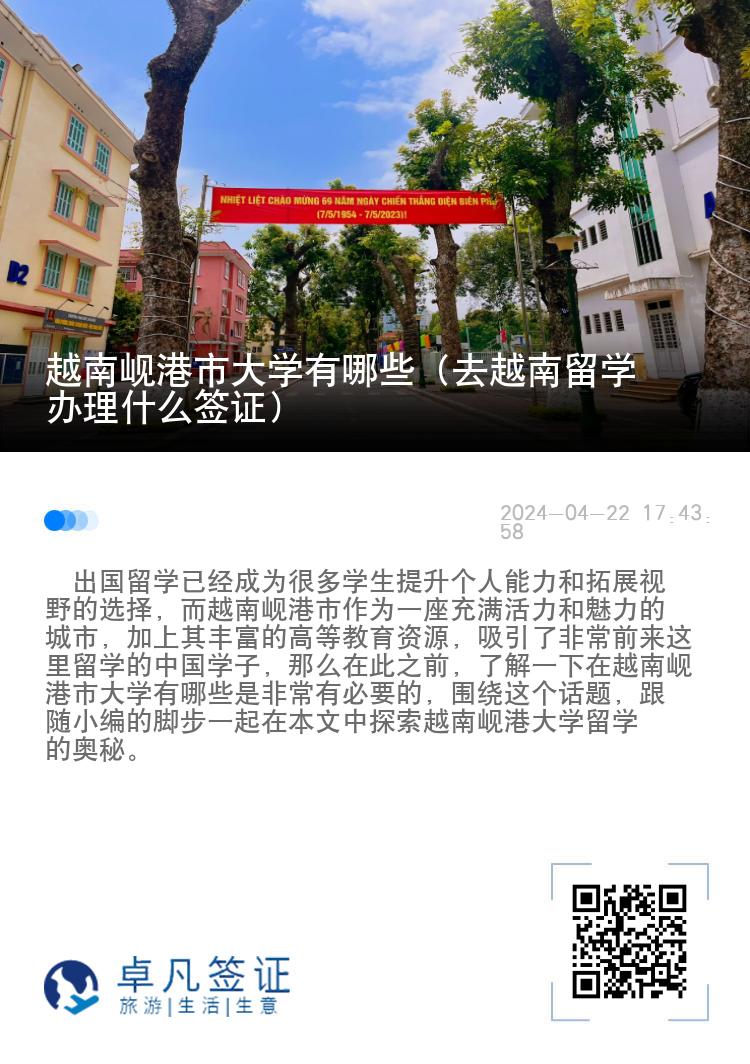 越南岘港市大学有哪些（去越南留学办理什么签证）